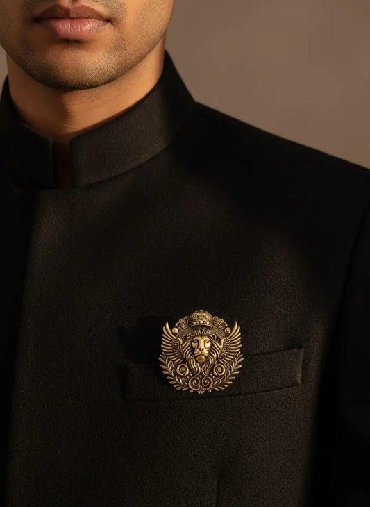 Majestic Winged Lion Emblem Pin - Vintage Style Lapel Accessory Jaipur Button Store